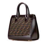 フェンディ ズッカ ハンドバッグ ブラウン キャンバス レザー レディース FENDI 【中古】